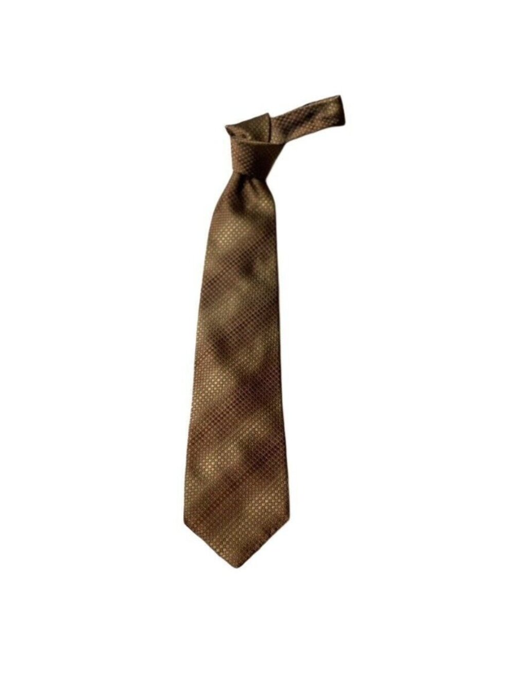 Kenneth Cole New York Mens Silk Tie Brown Gold Textured Handmade